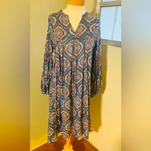 Indian Printed Viscose World Market Boho Hippie Ethic Caftan Dress Small/Medium